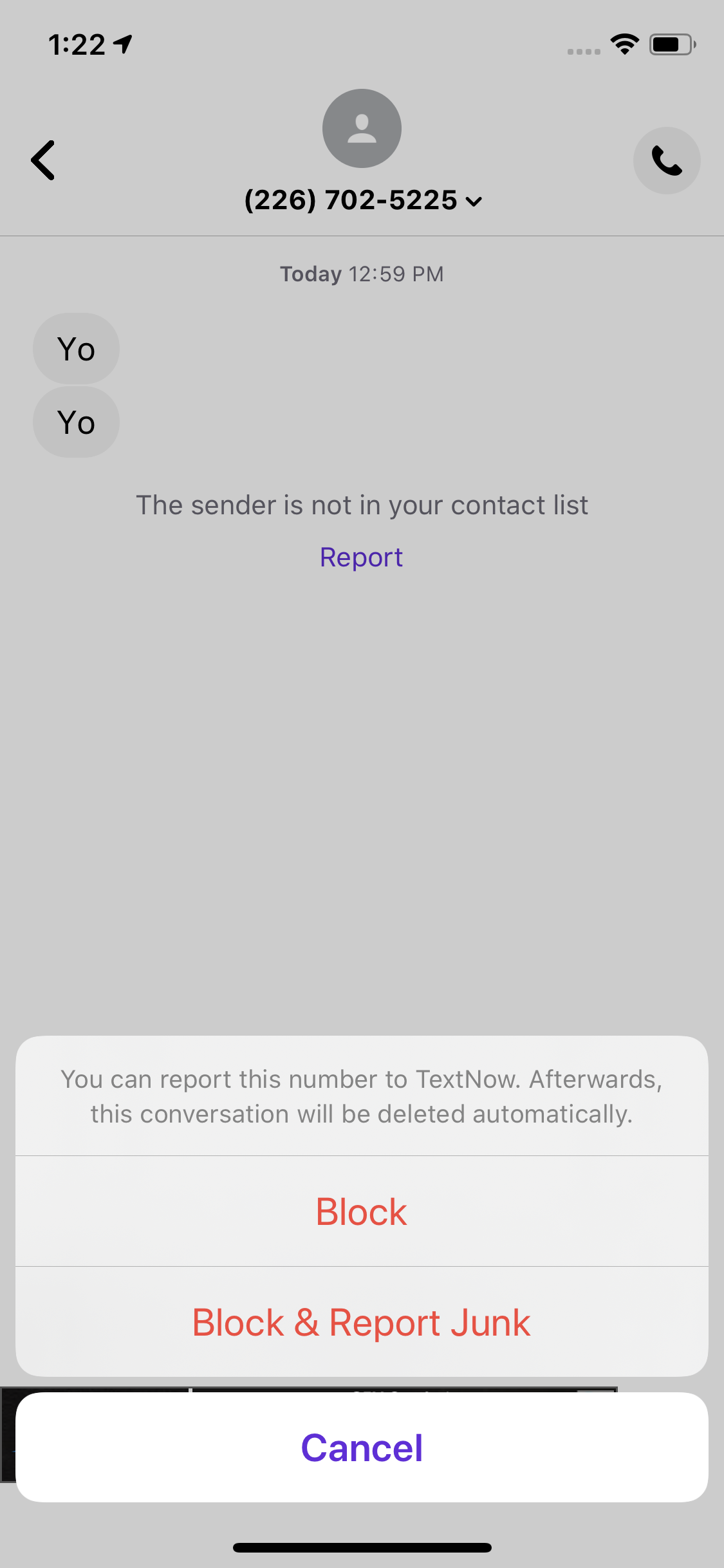 how to block a number on textnow app